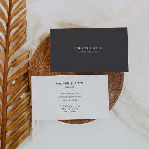 Grauer weißer Retro Real Anwesen Agent Visitenkarte