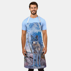 Grauer Wolf ANTWORTET DEN ANRUF  Schürze