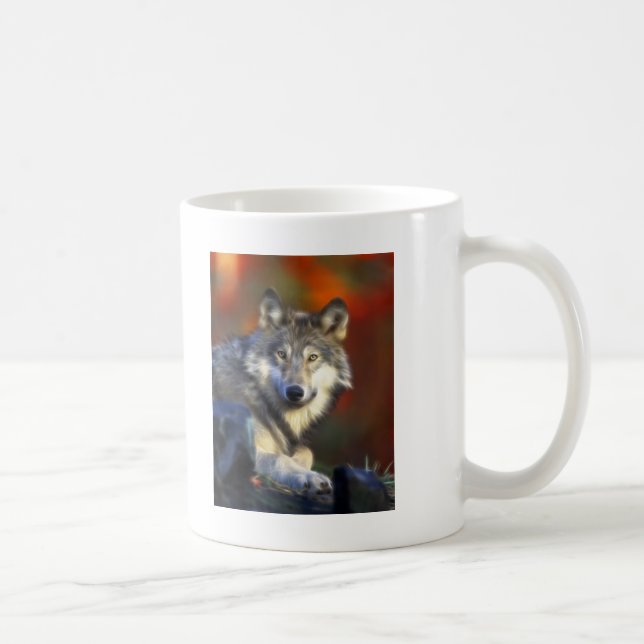 Grauer Wolf, Arten-Digitalfotografie Tasse (Rechts)