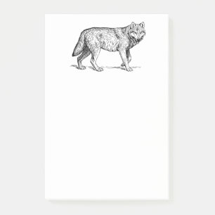 Grauer Wolf Elegante Tinte Zeichnend Post-it Klebezettel