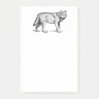 Grauer Wolf Elegante Tinte Zeichnend Post-it Klebezettel