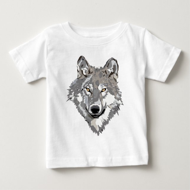 Grauer Wolf-Entwurf Baby T-shirt (Vorderseite)