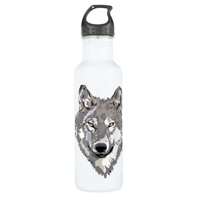 Grauer Wolf-Entwurf Trinkflasche (Vorderseite)