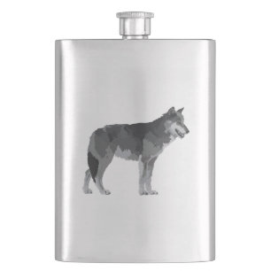 Grauer Wolf-Flasche Flachmann
