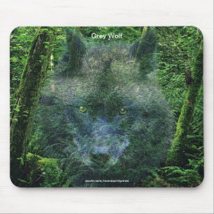 Grauer Wolf & Forest Wildlife Fan Animal Art Mousepad