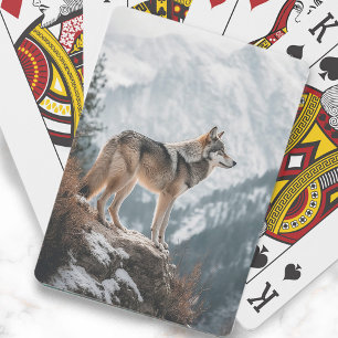 Grauer Wolf-Foto-Schnee Spielkarten