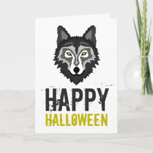 Grauer Wolf, glückliches Halloween Karte