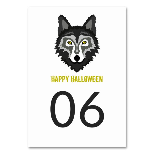 Grauer Wolf, Halloween-Party Tischnummer (Rückseite)