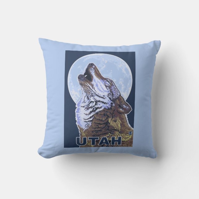Grauer Wolf HowlingUtah Kissen (Vorderseite)