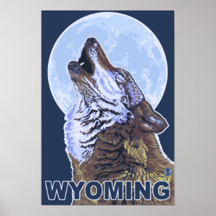 Grauer Wolf HowlingWyoming Poster