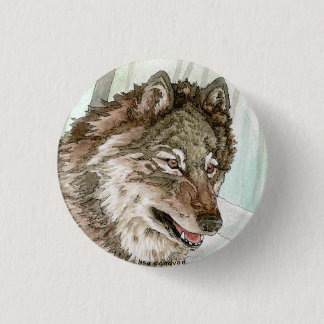 Grauer Wolf-Illustrations-Button Button