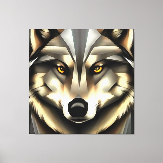 Grauer Wolf im Stil geometrischer Kunst Leinwanddruck (Vorderseite)