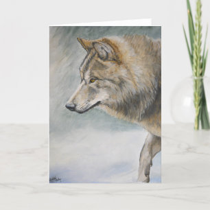 Grauer Wolf im Storm Wildlife Art Grußkarte Karte