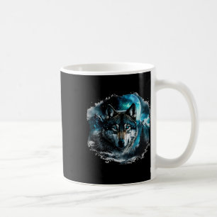 Grauer Wolf Jagdgebiet Icy Moon Forest Galaxy Kaffeetasse