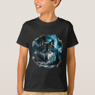 Grauer Wolf Jagdgebiet Icy Moon Forest Galaxy T-Shirt