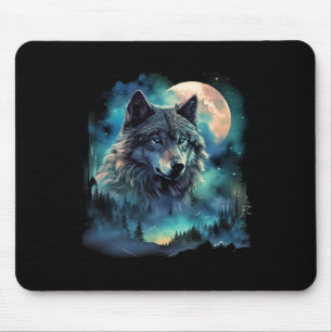 Grauer Wolf Jagdgründe Icy Moon Forest Galaxy Mousepad