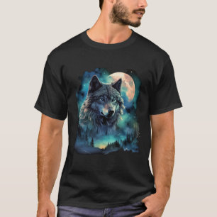 Grauer Wolf Jagdgründe Icy Moon Forest Galaxy T-Shirt