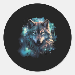 Grauer Wolf Jagdgründe Runder Aufkleber