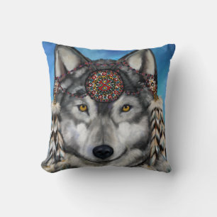 GRAUER WOLF KISSEN