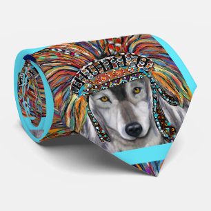 Grauer Wolf Kunst Krawatte