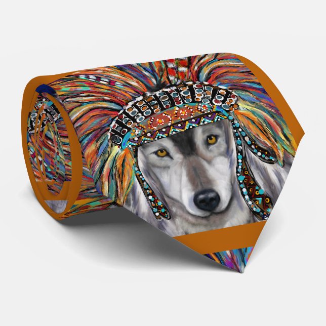 Grauer Wolf Kunst Krawatte (Gerollt)