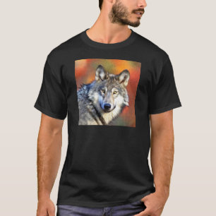 Grauer Wolf-Kunst-Malerei T-Shirt