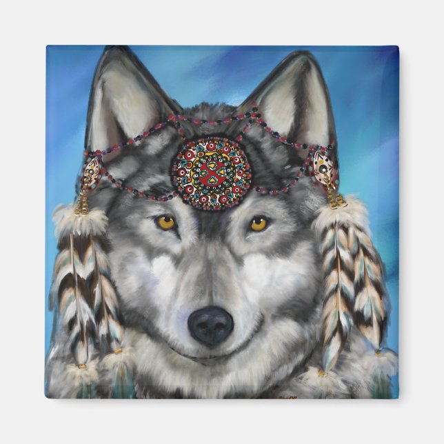 Grauer Wolf Magnet (Vorne)