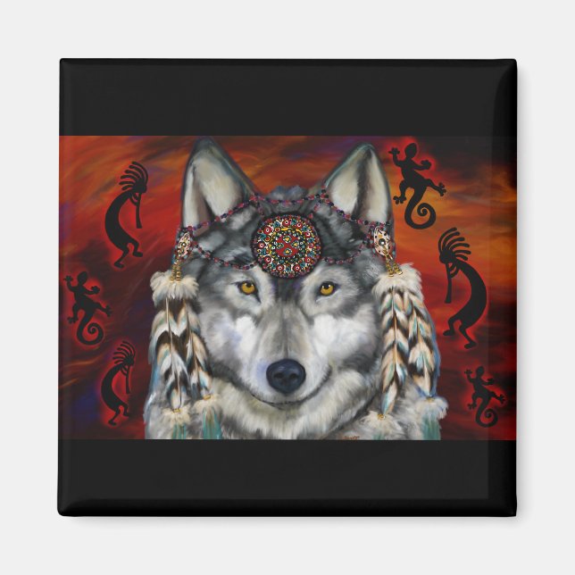 Grauer Wolf Magnet (Vorne)