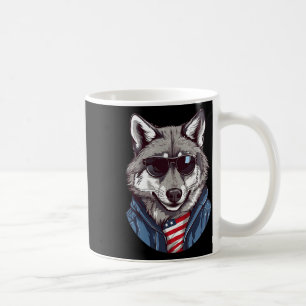 Grauer Wolf mit Patriotic-US-Flagge American Indep Kaffeetasse