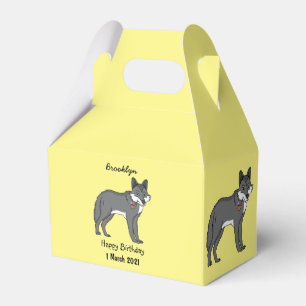 Grauer Wolf mit Pfeife Cartoon-Illustration Geschenkschachtel