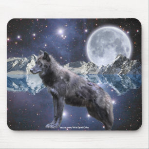 Grauer Wolf & Moon Fantasy Kunst, Dichtung und Mus Mousepad