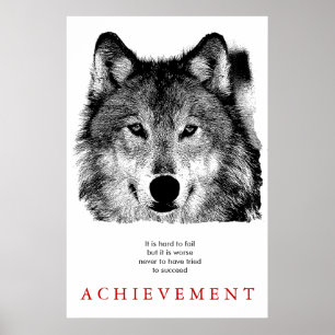 Grauer Wolf Motivierend einmalig Schwarz & Weiß Poster