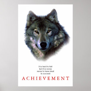 Grauer Wolf Motivierend Einmaliges Poster Print