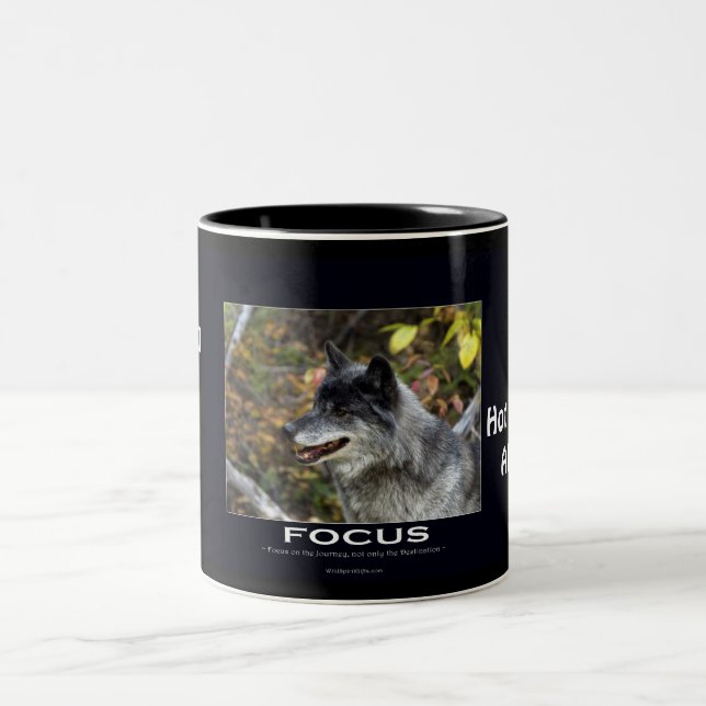 Grauer Wolf Motivierend Geschenke Zweifarbige Tasse (Mittel)