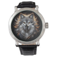 Grauer Wolf Portrait eWatch Uhr