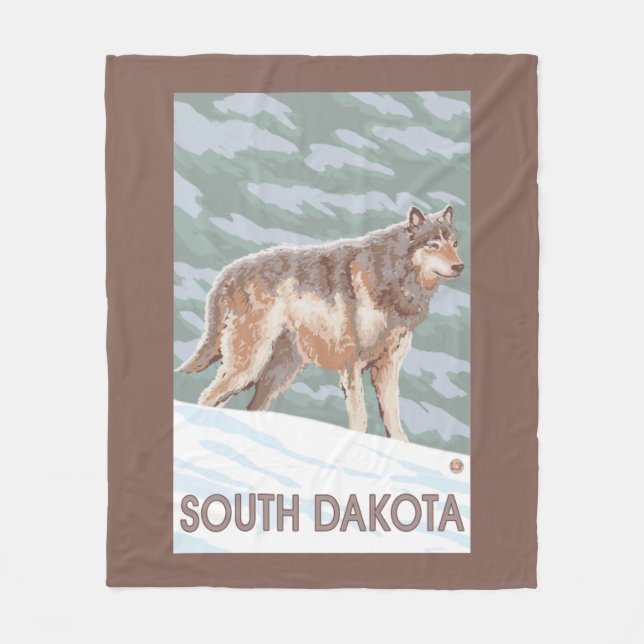Grauer Wolf StandingSouth Dakota Fleecedecke (Vorderseite)