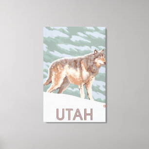 Grauer Wolf StandingUtah Leinwanddruck