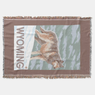 Grauer Wolf StandingWyoming Decke