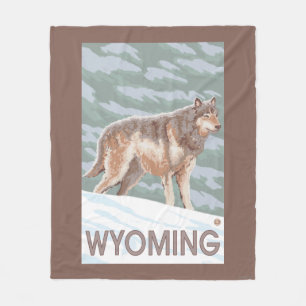 Grauer Wolf StandingWyoming Fleecedecke