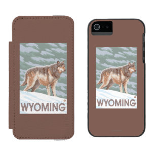 Grauer Wolf StandingWyoming Incipio Watson™ iPhone 5 Geldbörsen Hülle