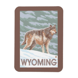 Grauer Wolf StandingWyoming Magnet