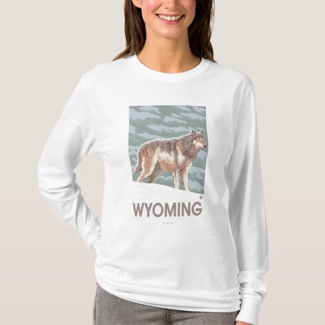 Grauer Wolf StandingWyoming T-Shirt (Vorderseite)