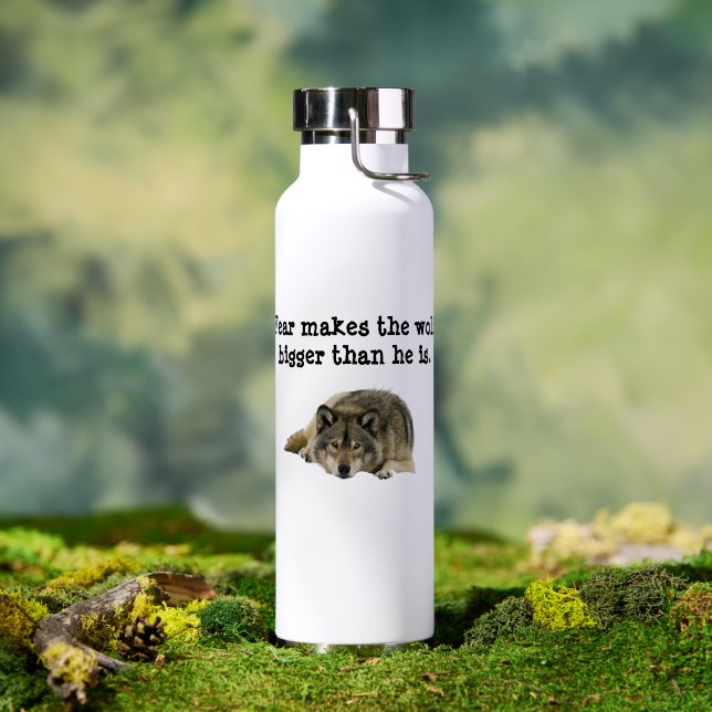 Grauer Wolf Trinkflasche (Außenbereich (gedreht))
