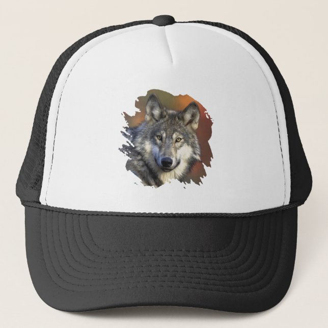 Grauer Wolf Truckerkappe (Vorderseite)