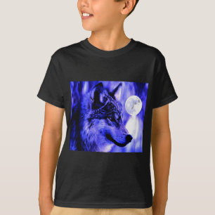 Grauer Wolf u. Mond T-Shirt