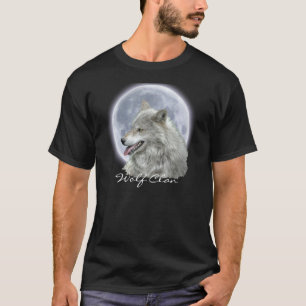 Grauer Wolf u. Vollmond WOLF-CLAN Tier-Kunst T-Shirt