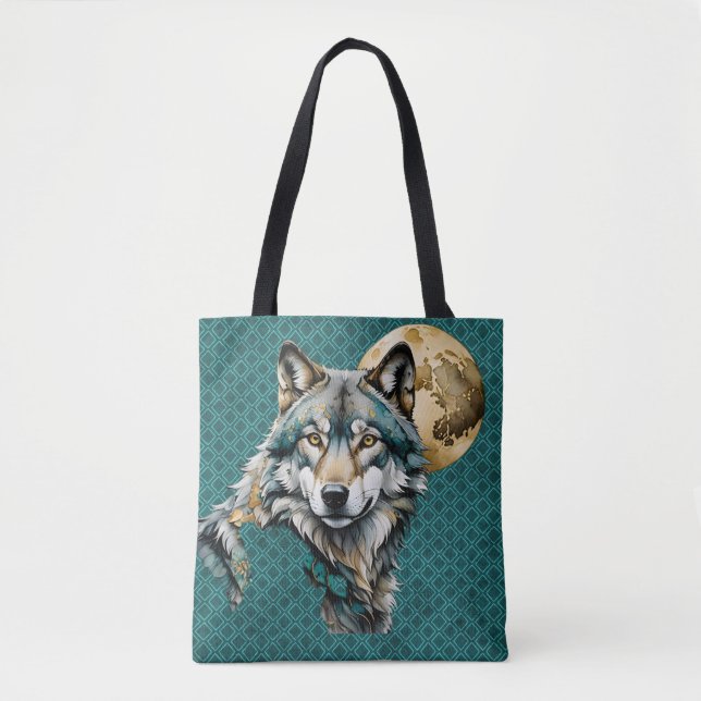 Grauer Wolf und Goldmoon Aquamarin (Vorderseite)