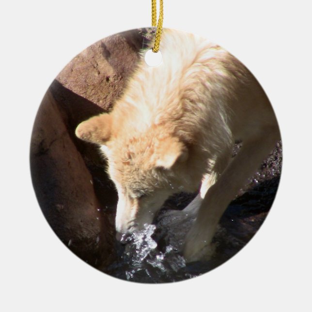 Grauer Wolf-Verzierung ~ Arten-Reihe Keramikornament (Vorne)