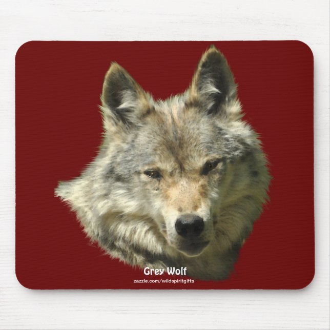 Grauer Wolf Wildlife Fan Animal Art Mousepad (Vorne)