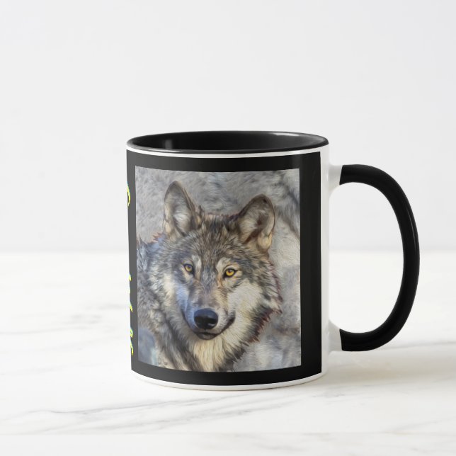 Grauer Wolf-Würde Tasse (Rechts)